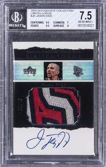 2003-04 UD "Exquisite Collection" Limited Logos #JK Jason Kidd Signed Game Used Patch Card (#12/75) – BGS NM+ 7.5/BGS 10